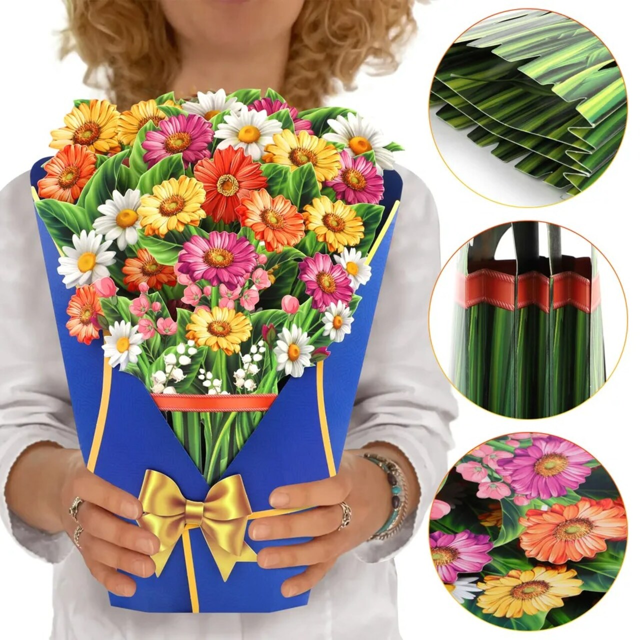3D Flower Paper Carved Pop-Up Greeting Cards Mother's Day Bouquet Birthday Gift